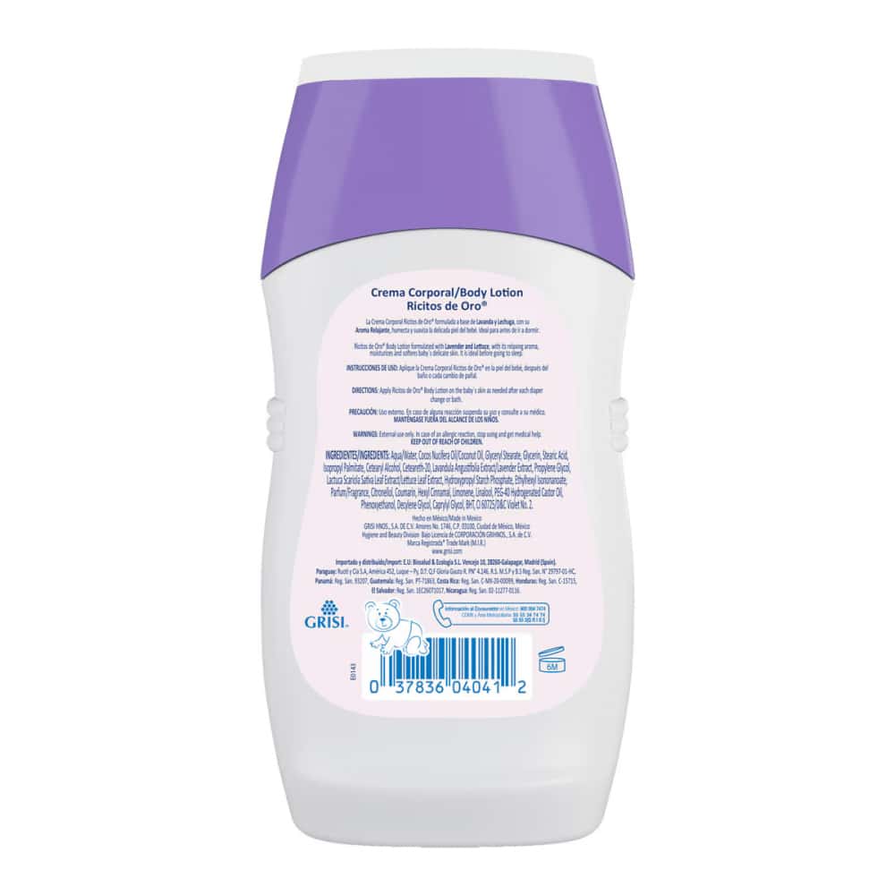 Crema corporal para bebé lavanda y lechuga Ricitos de Oro (250 ml / 8.4 fl oz) - Miniatura 2