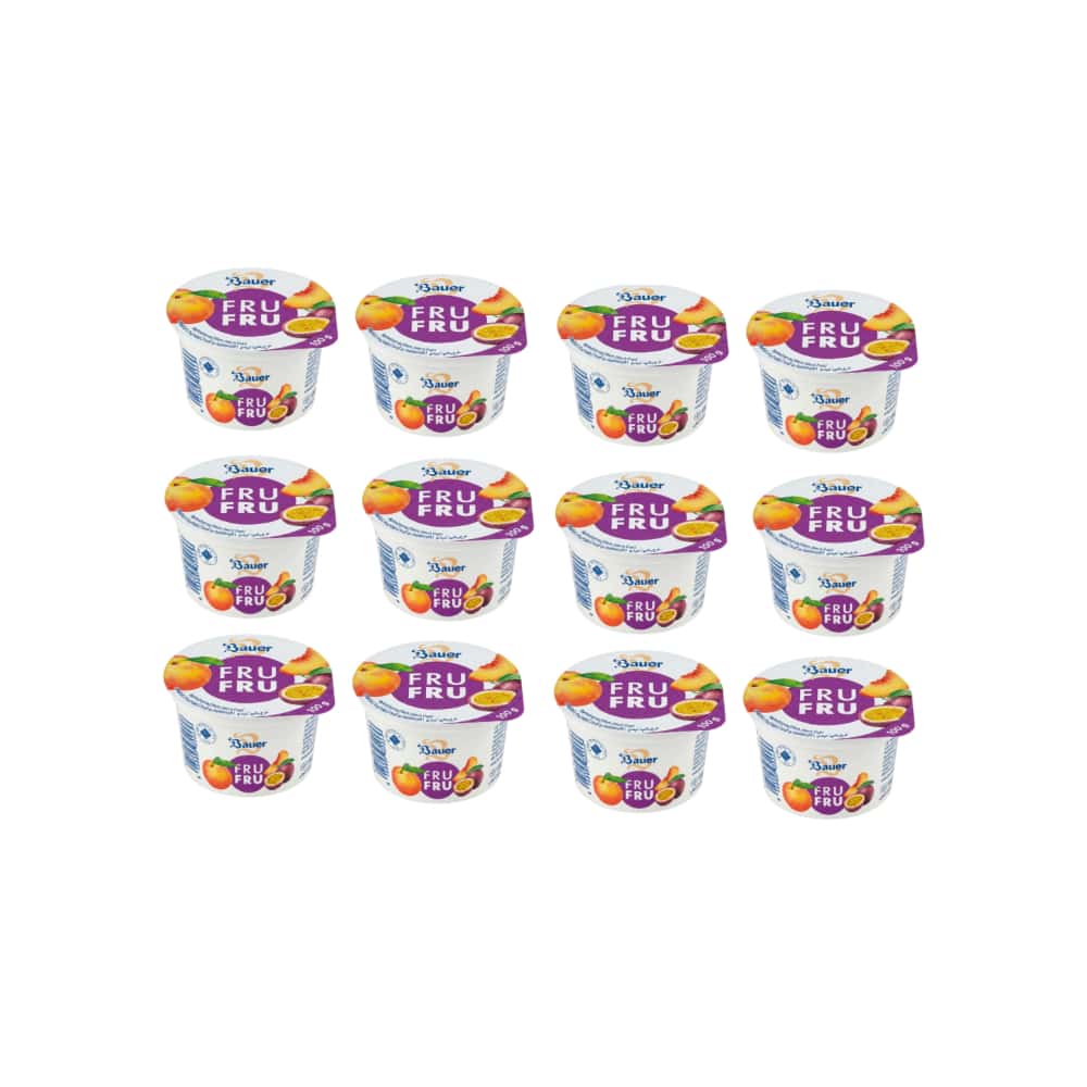 Yogur sabor melocotón-maracuyá Bauer Fru Fru (12 x 100g / 3.53oz) - Miniatura 1