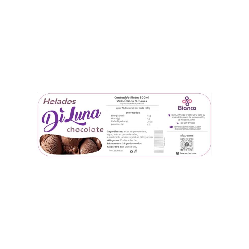 Helado sabor chocolate + sabor vainilla + sabor choco avellana DiLuna - Miniatura 3