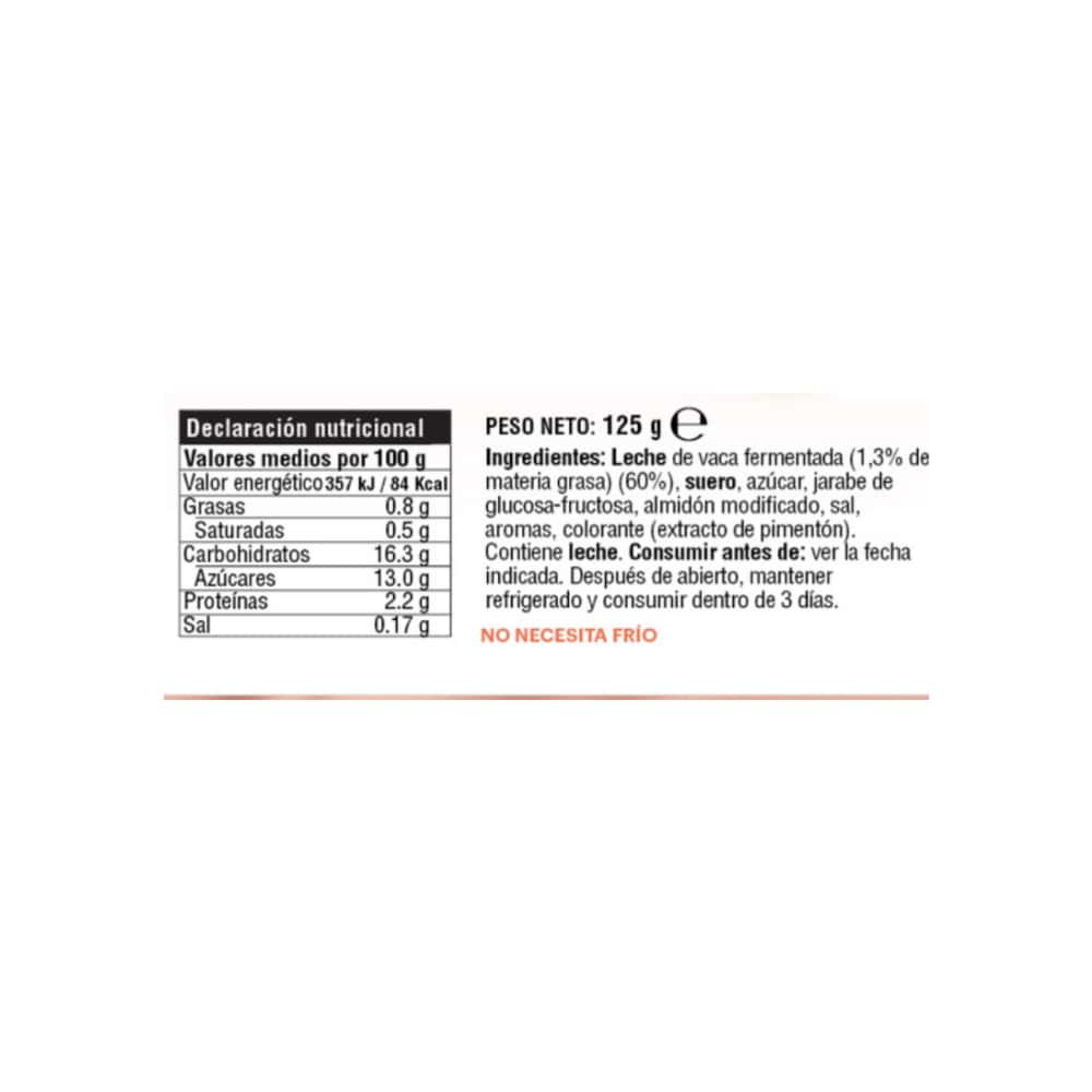Yogurt pasteurizado sabor macedonia YEYA (125 g / 4.41 oz) - Miniatura 2