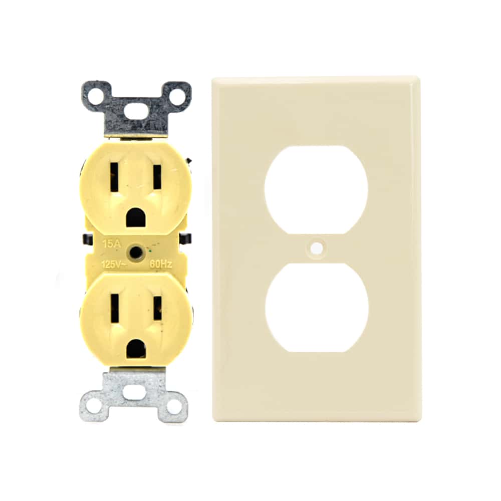 Tomacorriente doble de 125 V / 15 A con tapa Troen - Miniatura 1