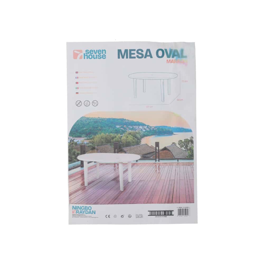Mesa de resina oval color marrón 137 cm x 85 cm x 72 cm 7house - Miniatura 4