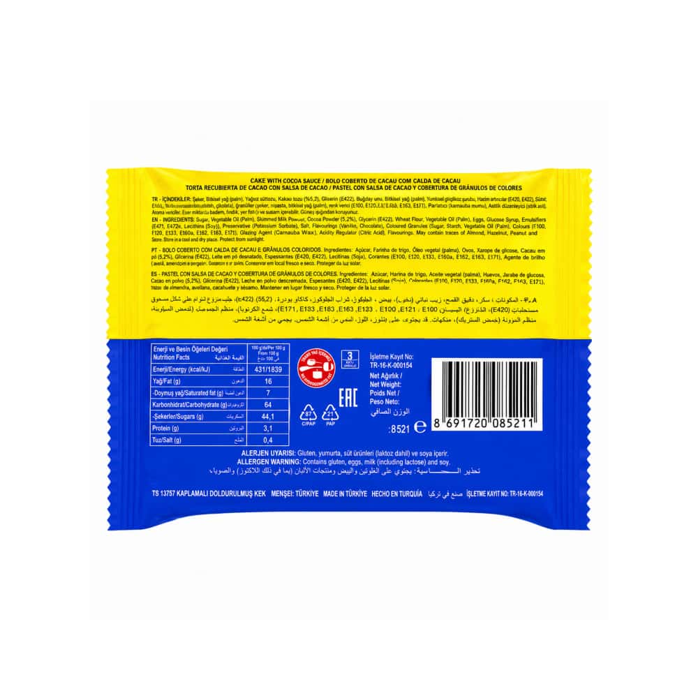 Pastel con salsa de cacao cubierto de cacao y gránulos de colores Dulce (40 g / 1.41 oz) - Miniatura 3