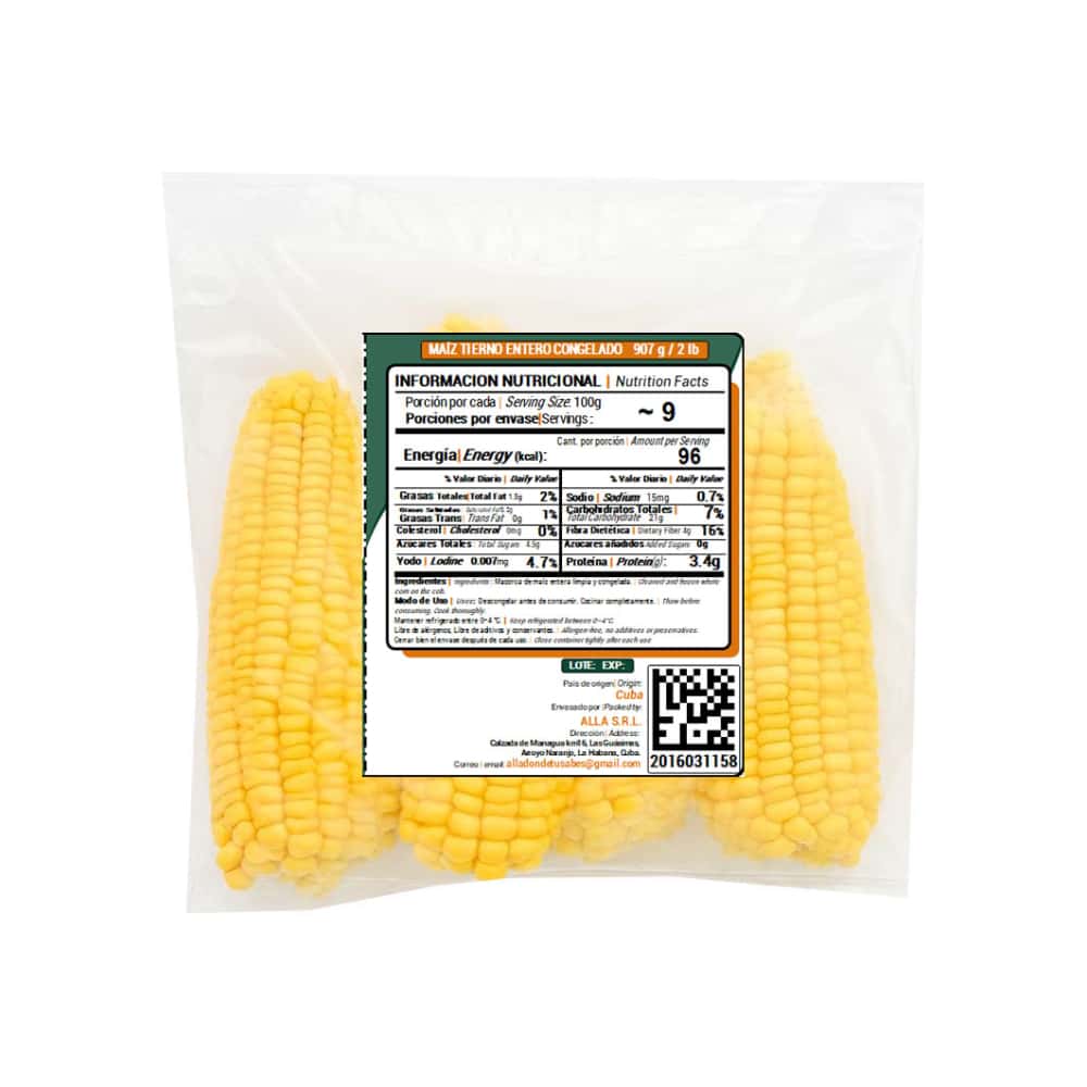 Maíz tierno entero congelado ALLÁ (907 g / 2 lb) - Miniatura 3