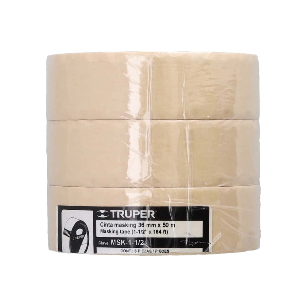 Conjunto de 3 masking tape 36 mm x 50 m Truper - Miniatura 1