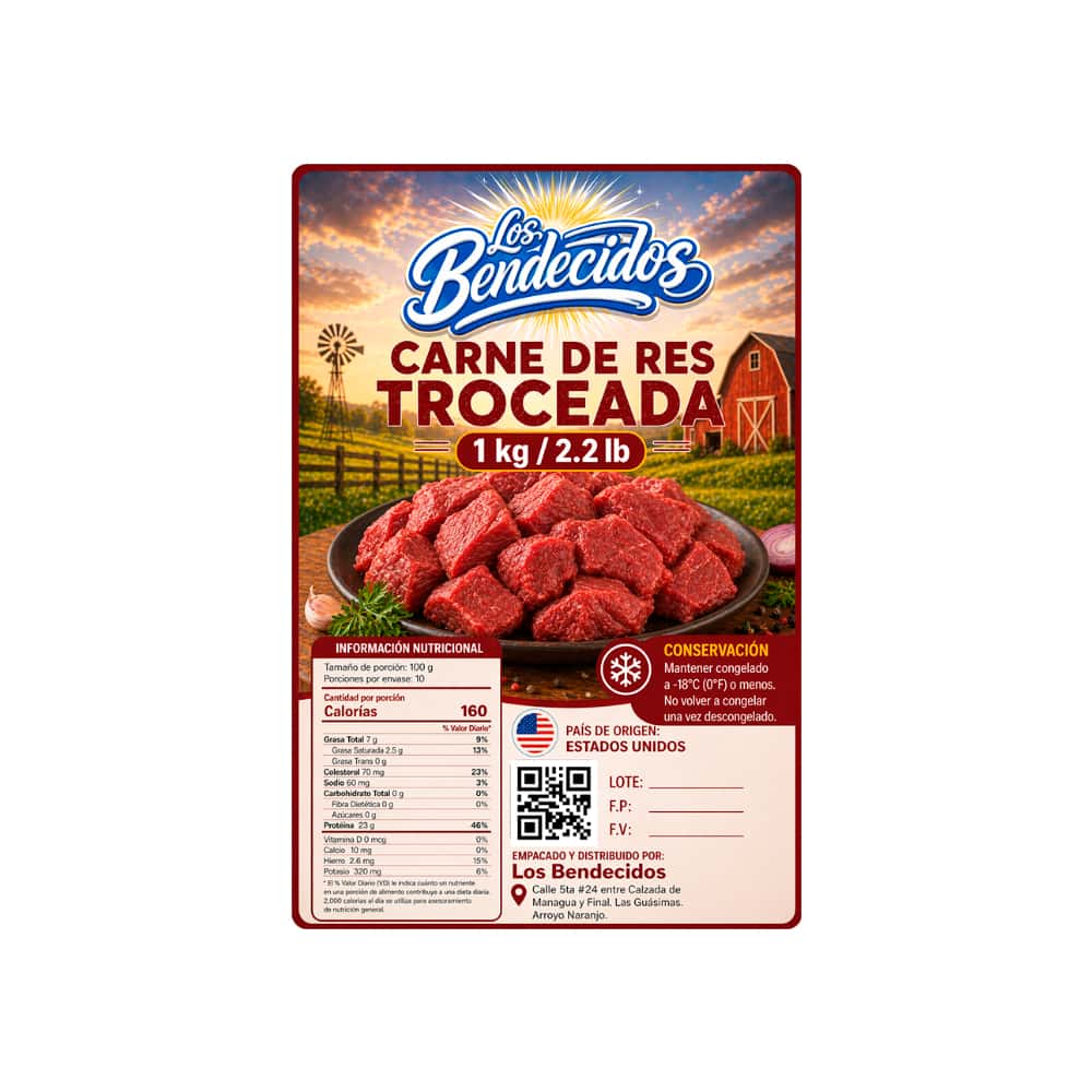 Carne de res troceada Los Bendecidos (1 kg / 2.2 lb) - Miniatura 2