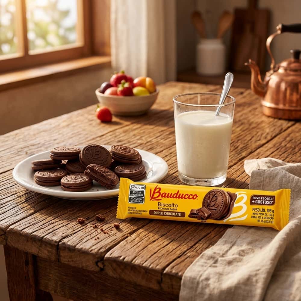 Galletas rellenas sabor doble chocolate Bauducco (108 g / 3.81 oz) - Miniatura 4