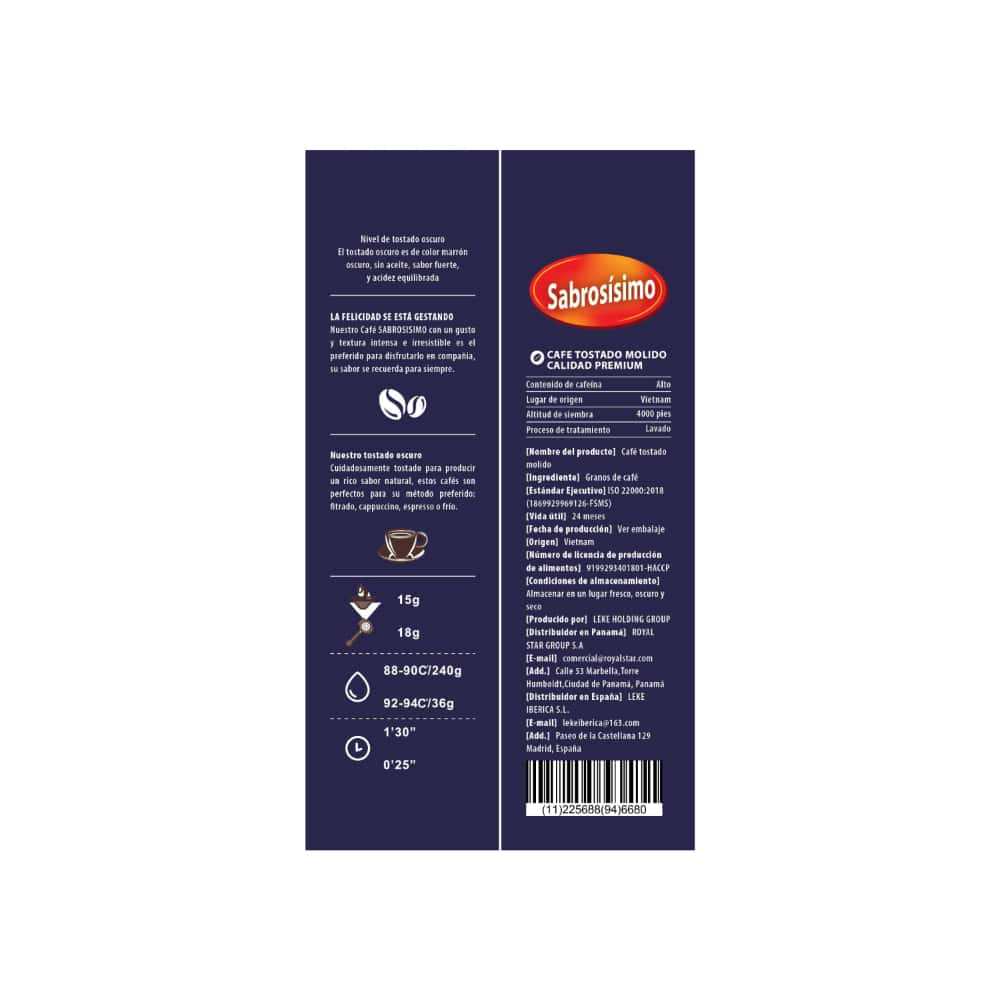Café espresso tostado y molido premium Sabrosísimo (250 g / 8.81 oz) - Miniatura 2
