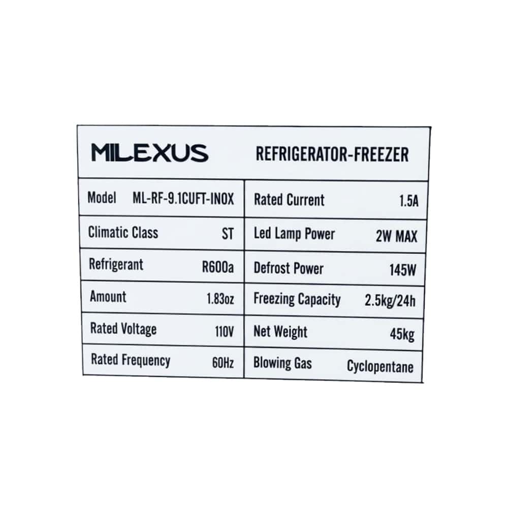 Refrigerador de refrigeración seca de 9.1 pies³ color gris Milexus ML-RF-9.1CUFT-INOX - Miniatura 5