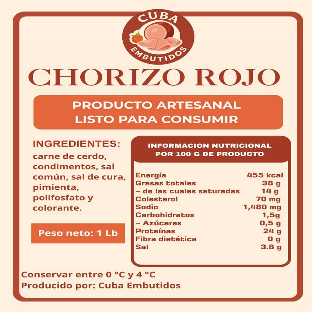 Chorizo rojo Cuba Embutidos (454 g / 1 lb) - Miniatura 4