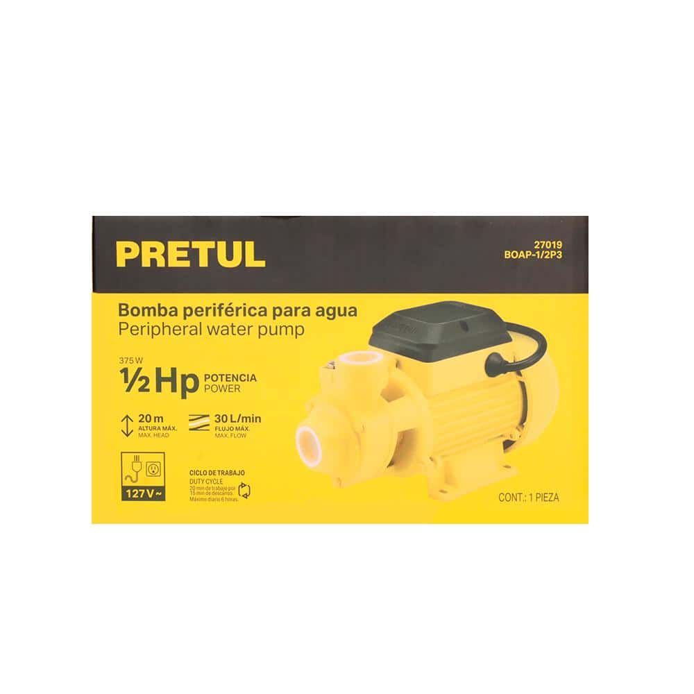 Bomba periférica para agua 1/2 HP Pretul BOAP-1/2P3 - Miniatura 5