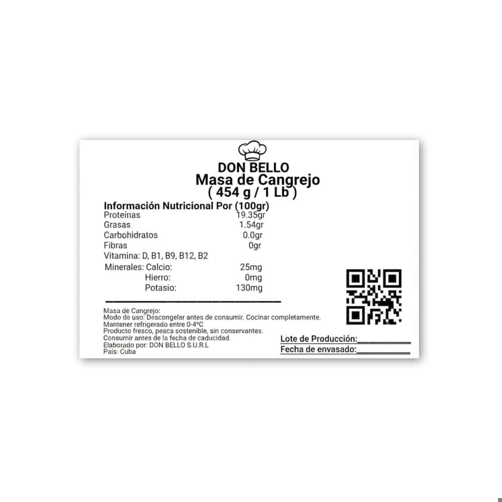 Masa de cangrejo Don Bello (454 g / 1 lb) - Miniatura 3