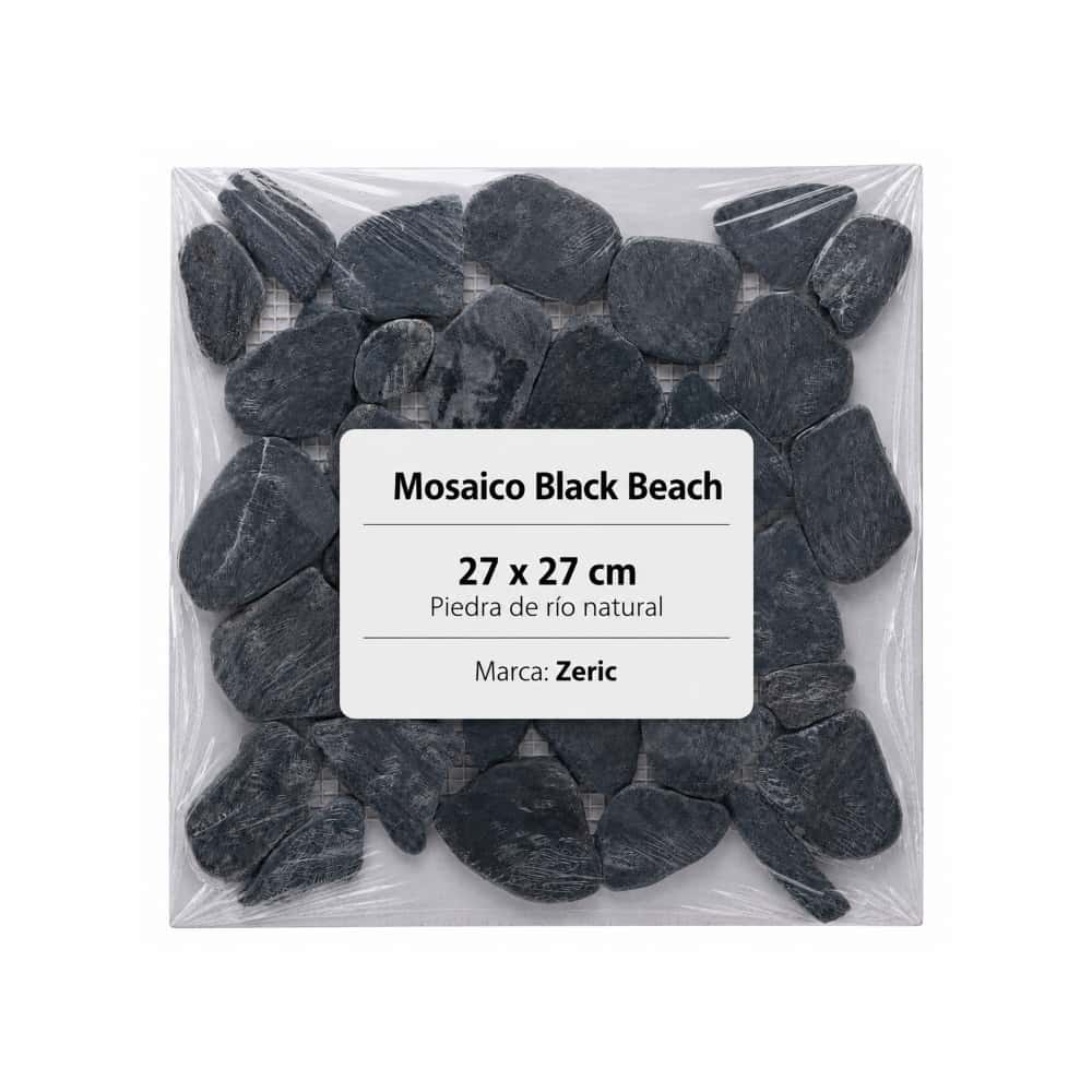 Caja de losas - Mosaico Black beach 27 x 27 cm – piedra de río natural Zeric (10 U) - Miniatura 2