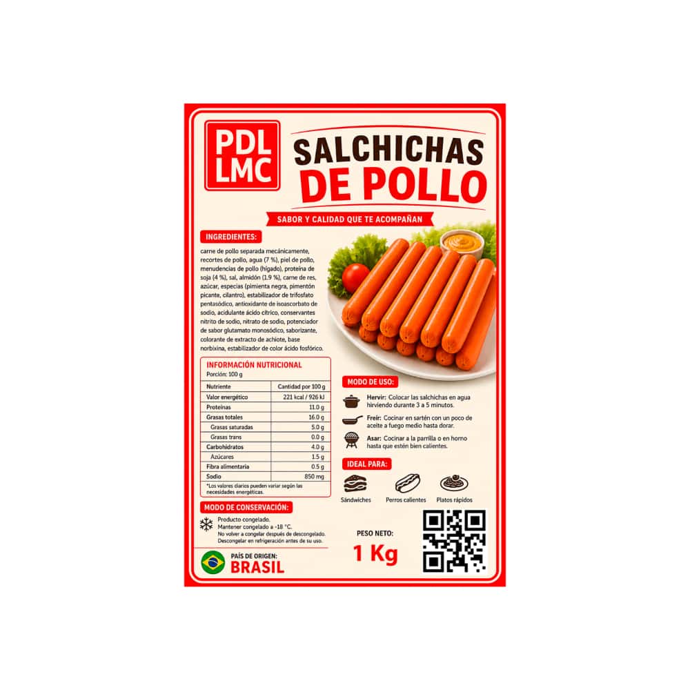 Salchichas de pollo PDL LMC (1 kg / 2.2 lb) - Miniatura 3