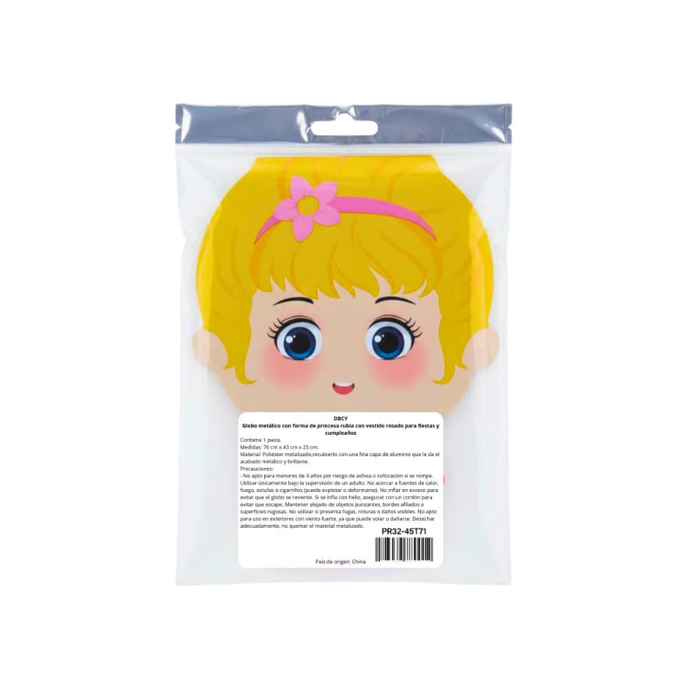 Globo metálico con forma de princesa rubia con vestido rosado para fiestas y cumpleaños DBCY - Miniatura 2