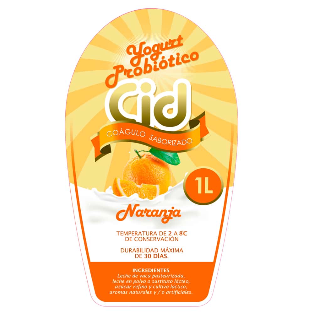 Yogurt probiótico de coágulo saborizado de naranja Cid (1 L) - Miniatura 2