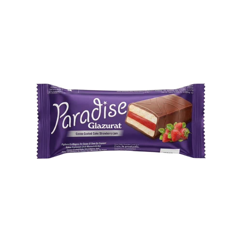 Pastelito relleno de crema de fresa con cobertura de chocolate Paradise Simsek (25 g / 0.88 oz) - Miniatura 1