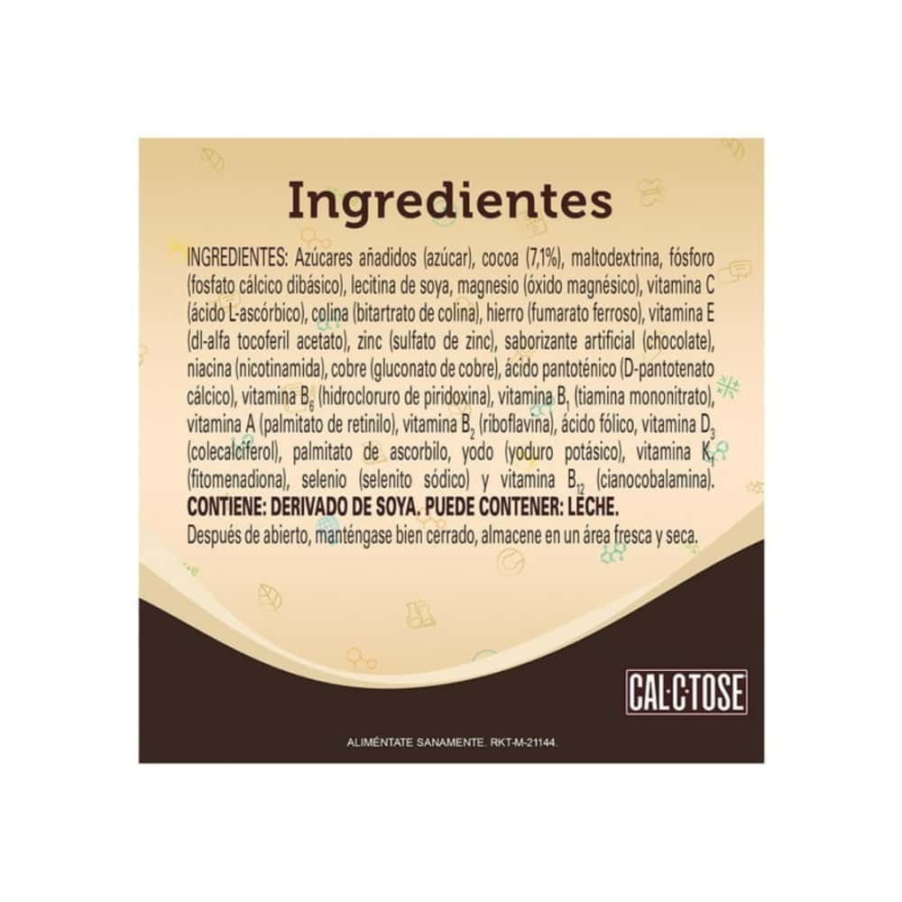 Alimento en polvo fortificado para preparar una bebida sabor a chocolate Cal-C-Tose (65 g / 2.3 oz) - Miniatura 3