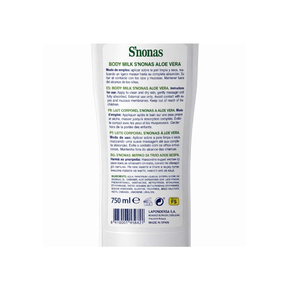 Crema corporal aloe vera S'nonas (750 ml) - Miniatura 3