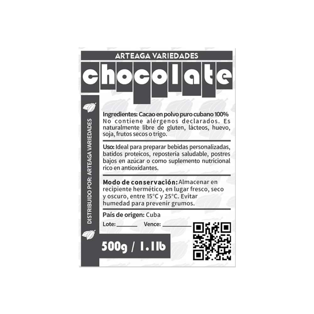 Cacao en polvo puro cubano Arteaga Variedades (500 g / 1.1 lb) - Miniatura 2