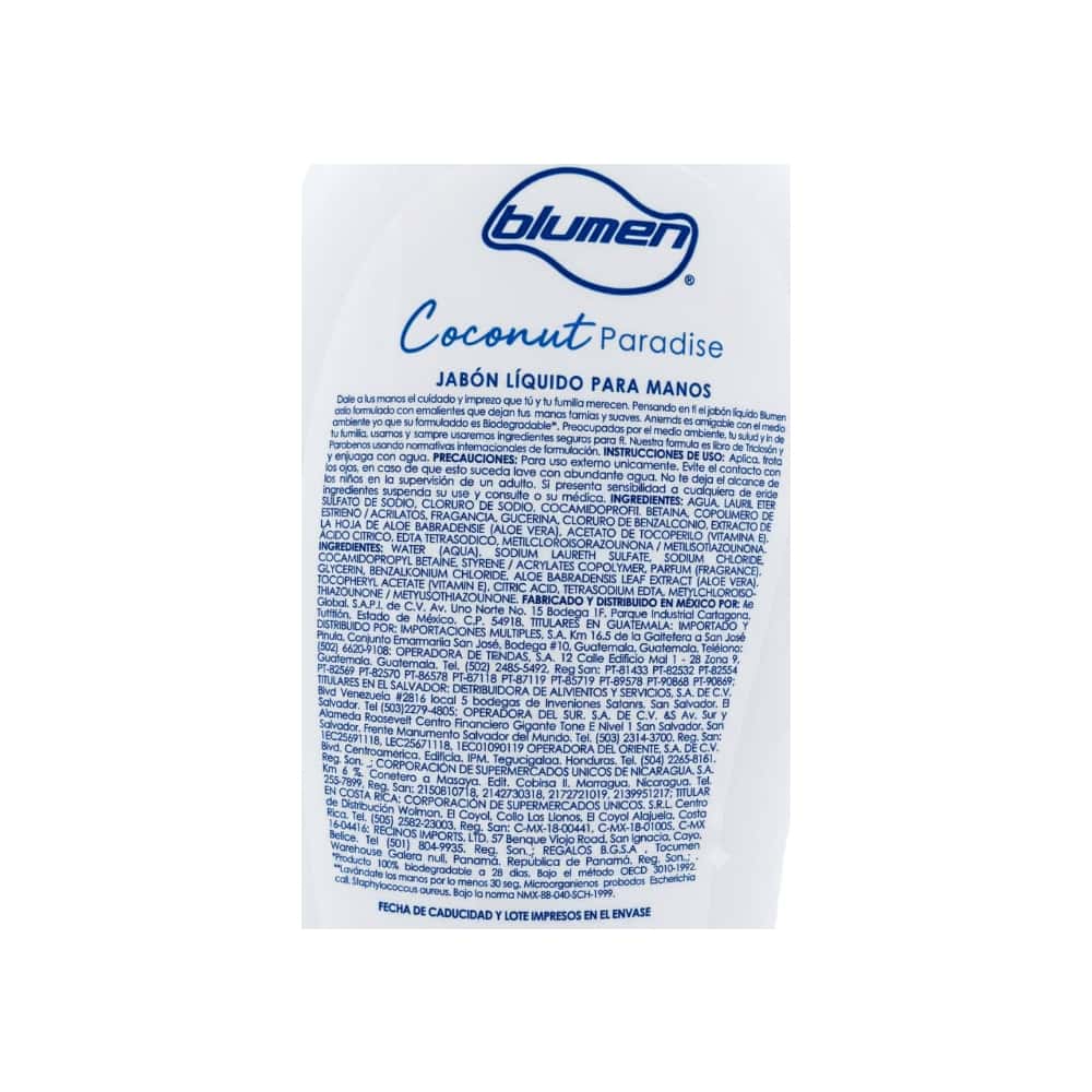 Jabón líquido para manos con extracto de coco Blumen (221 ml) - Miniatura 3