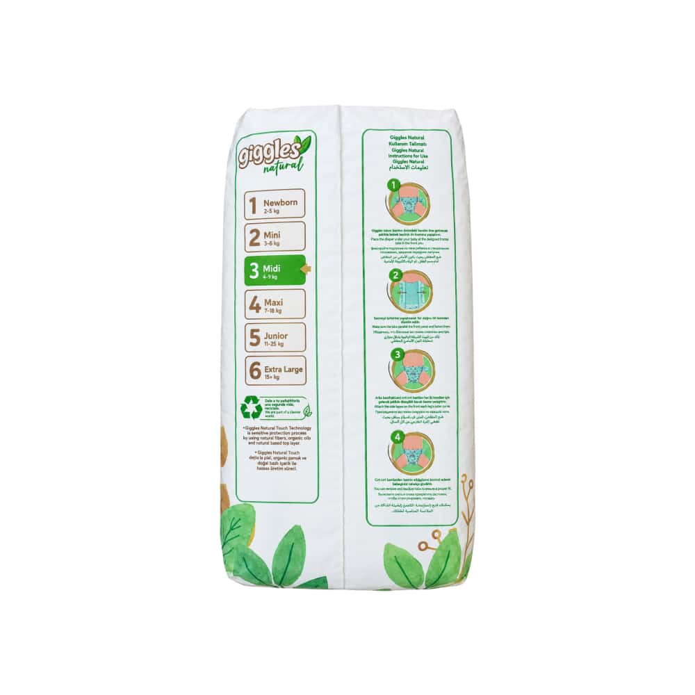 Pañales ecológicos midi talla 3 Giggles Natural (34 U) - Miniatura 3