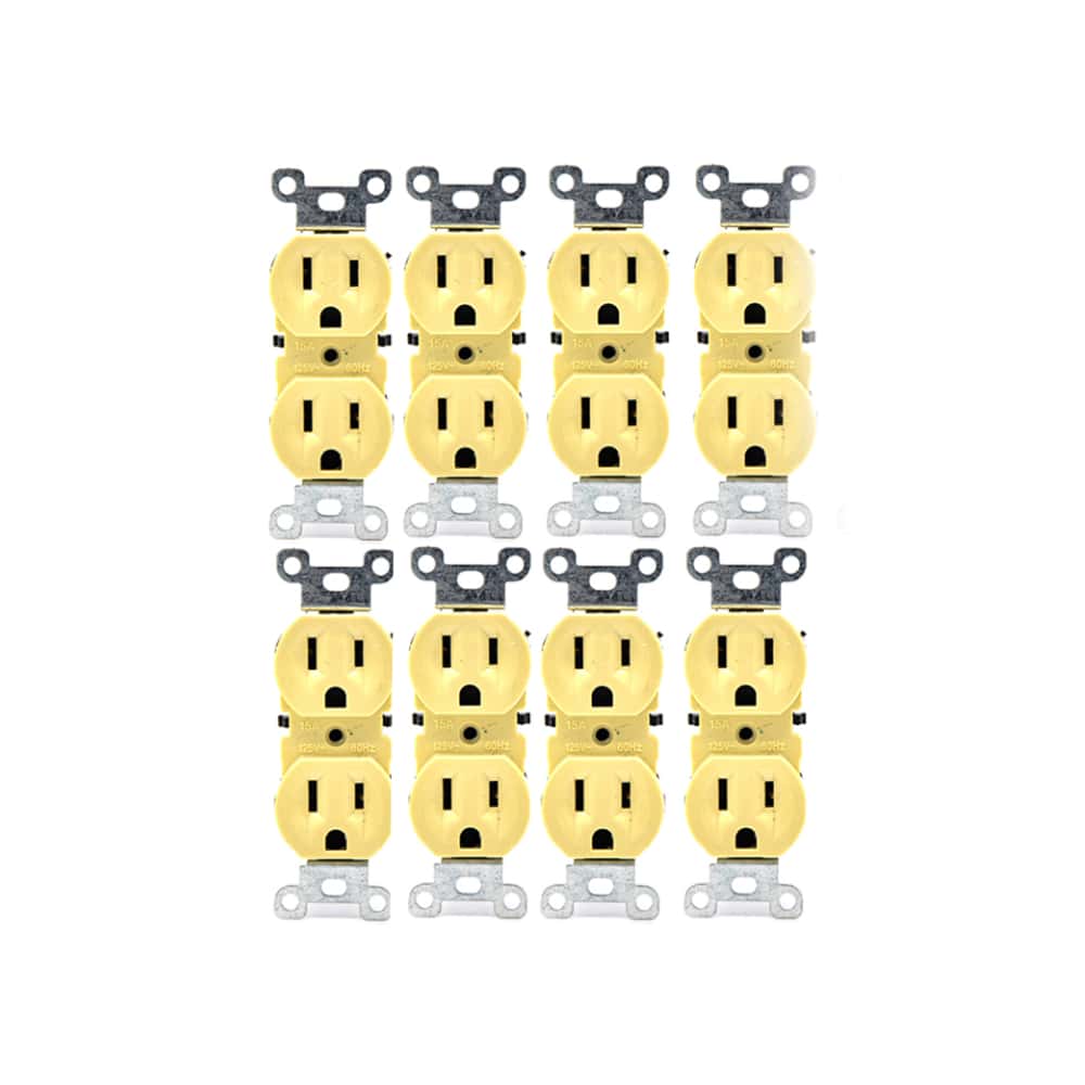 Set de 8 tomacorrientes doble de 125 V / 15 A con tapas Troen - Miniatura 2