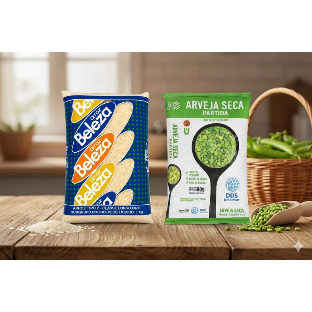 Arroz tipo 2 Beleza (1 kg / 2.20 lb) + Chícharos verdes partidos DDS Desdelsur (500 g / 1.10 lb) - Miniatura 4
