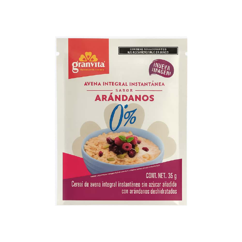 Avena instantánea integral sin azúcar sabor arádanos Ganvita (35 g / 1.23 oz) - Miniatura 6
