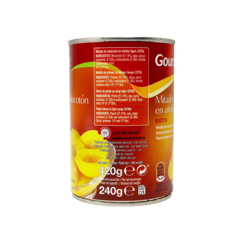 Mitades de melocotón en almíbar ligero extra Gourmet (420 g / 14.81 oz) - Miniatura 2