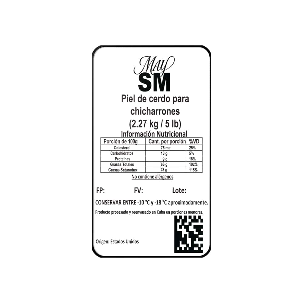 Piel de cerdo para chicharrones May SM (2.27 kg / 5 lb) - Miniatura 2