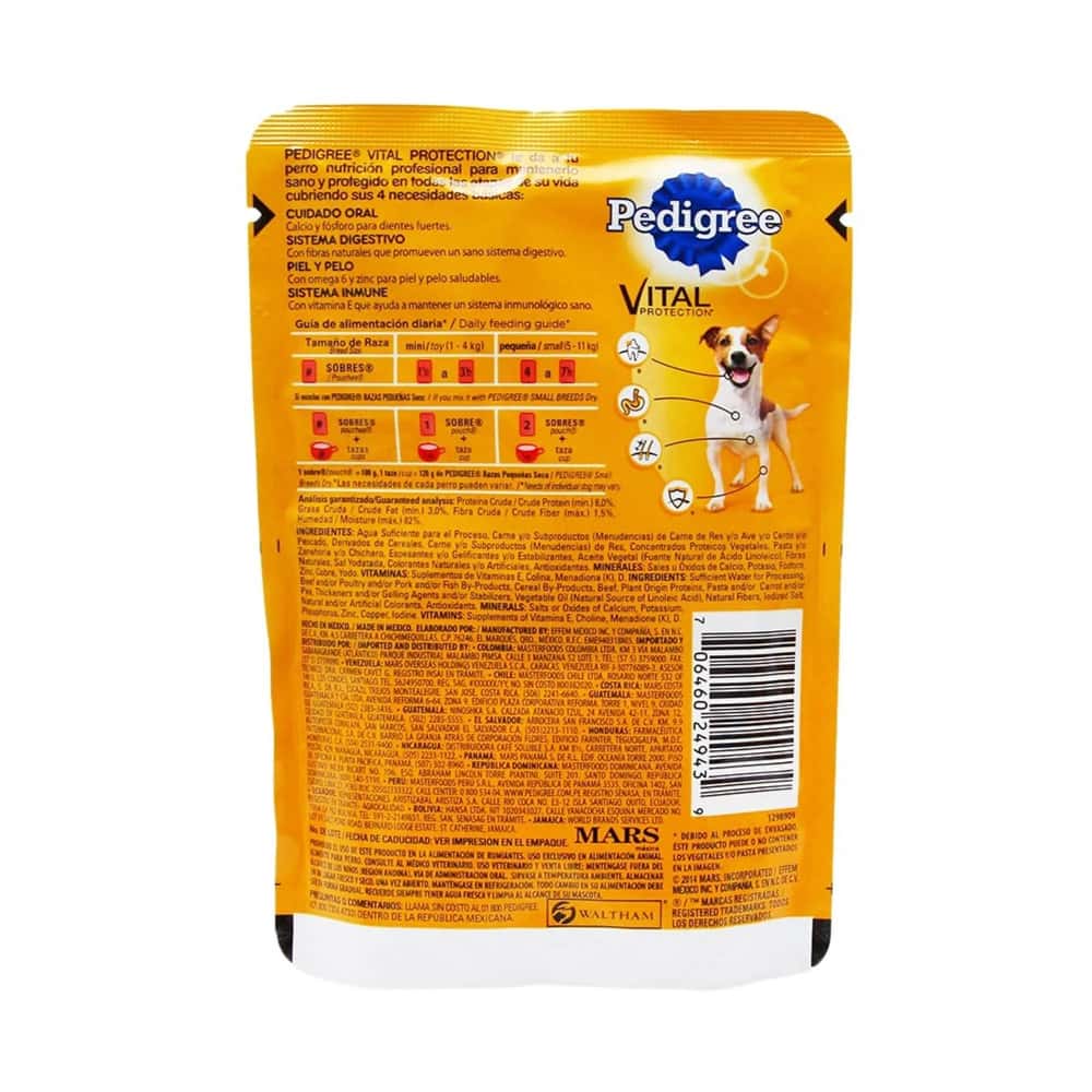 Alimento res y vegetales en filetes para perro razas pequeñas Pedigree (100 g / 3.52 oz) - Miniatura 2