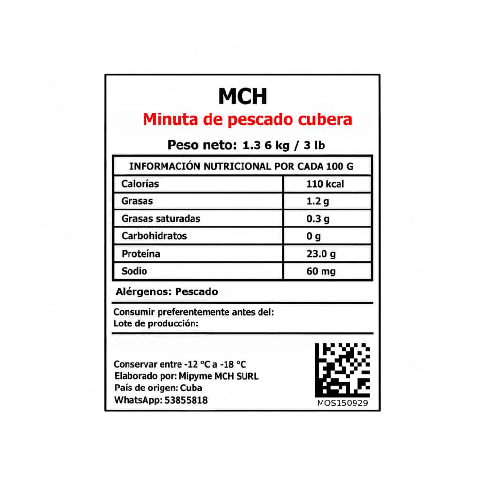 Minuta de pescado cubera MCH (1.36 kg / 3 lb) - Miniatura 2