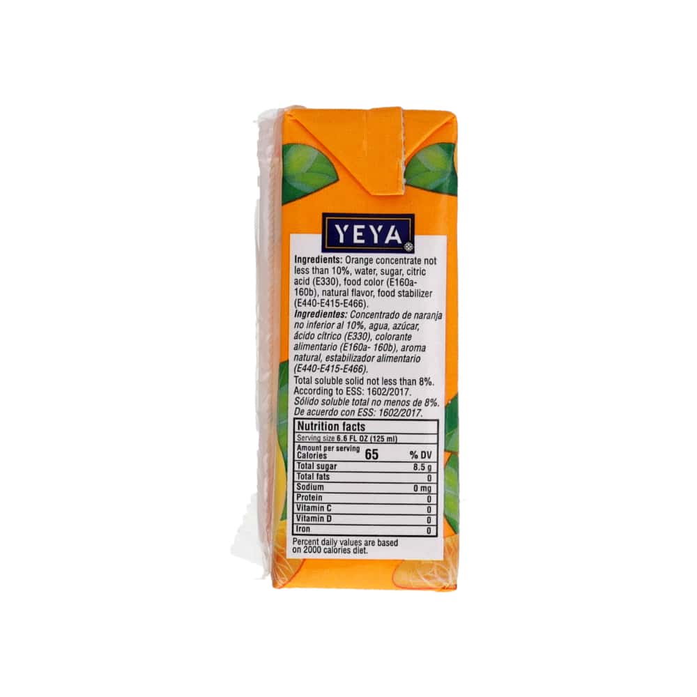 Jugo de frutas sabor naranja YEYA (44 x 125 ml / 4.2 oz) - Miniatura 2