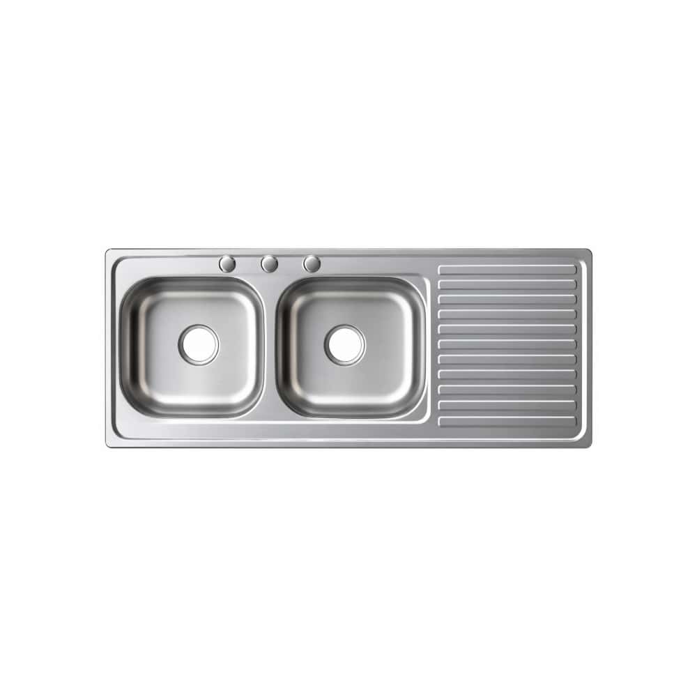 Fregadero de acero inoxidable doble con escurridor 120 cm × 54 cm Estone - Miniatura 1