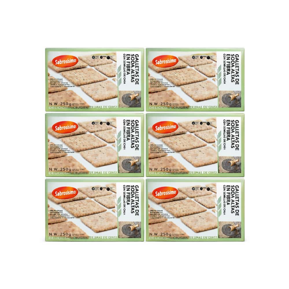 Combo Galletas de soda con semillas de Chía Sabrosísimo (6 x 250 g / 8.81 oz) - Miniatura 1