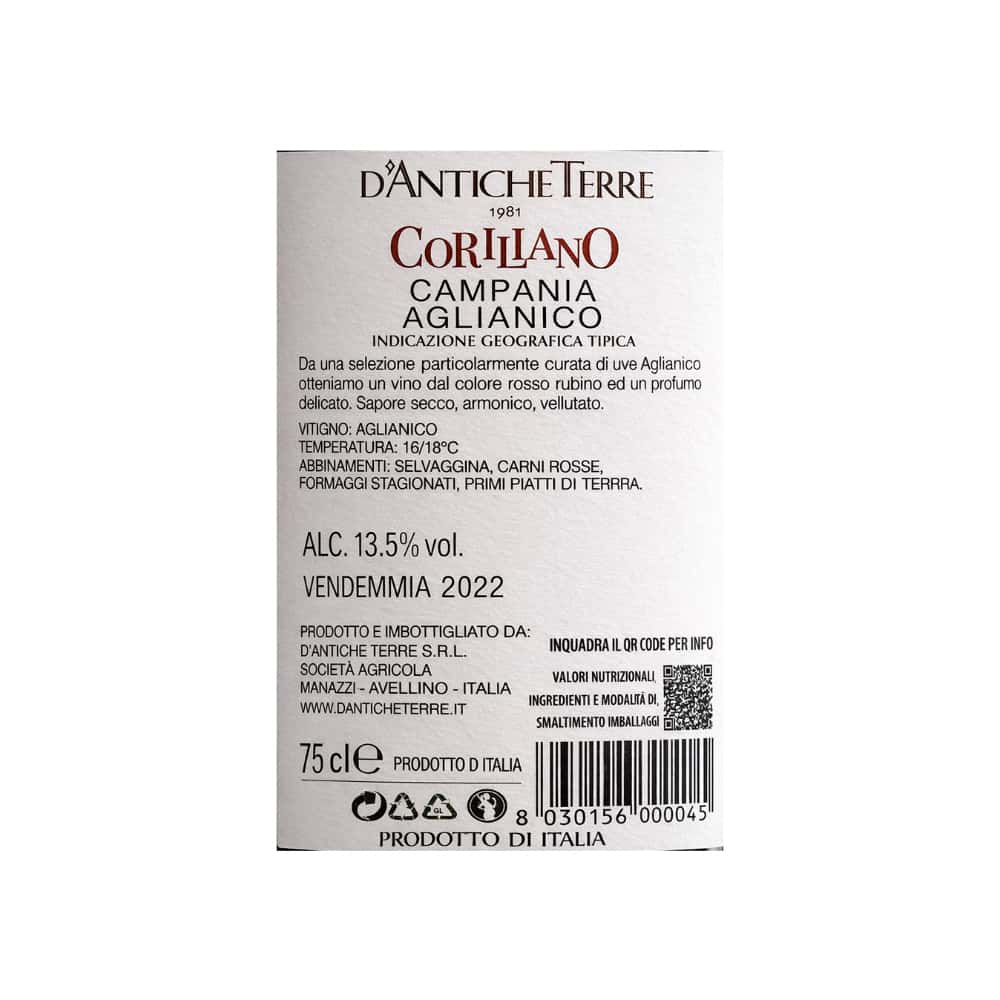 Vino tinto Aglianico de Campania Coriliano D’Antiche Terre (750 ml) - Miniatura 2