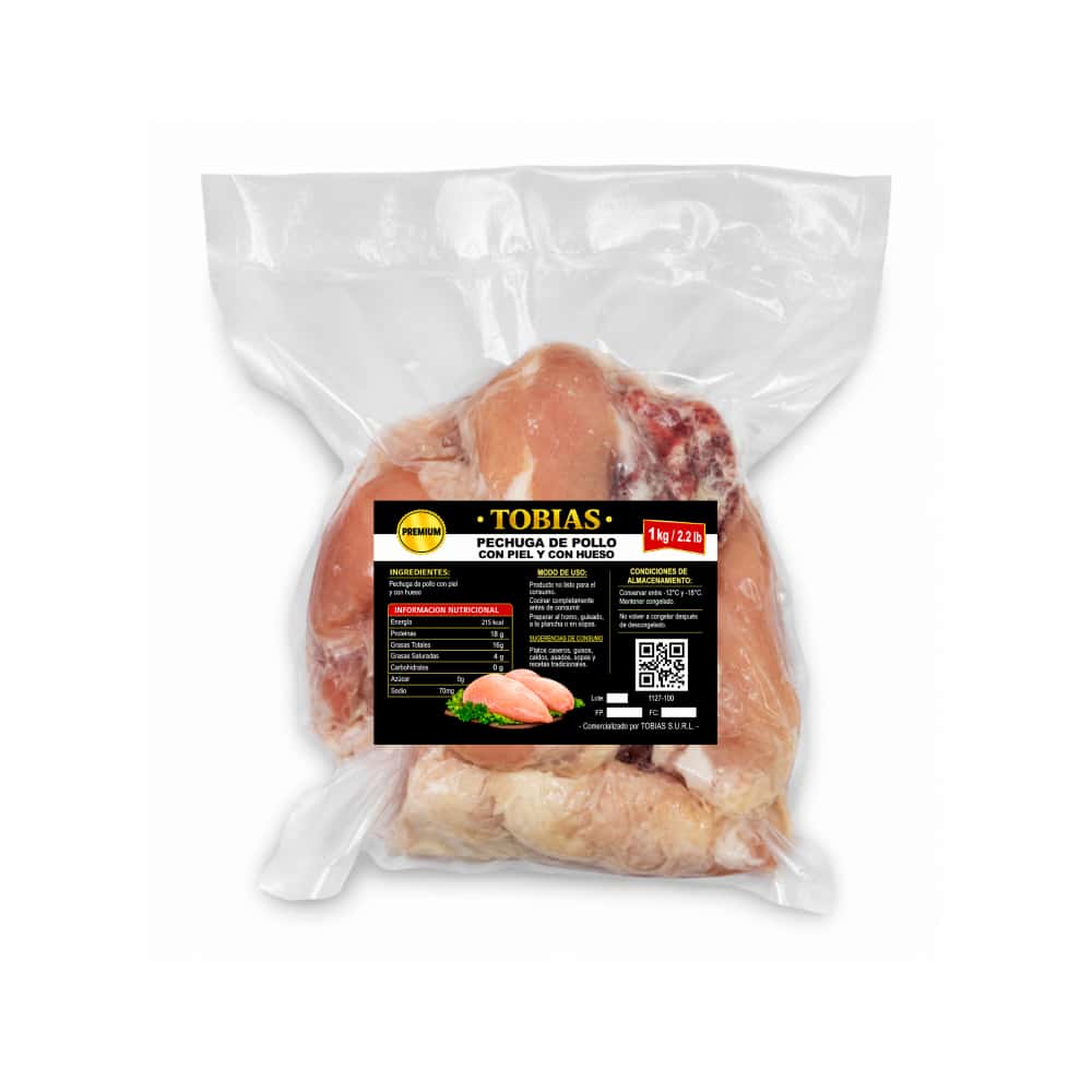 Pechuga de pollo con piel y con hueso Tobias (1 kg / 2.2 lb) - Miniatura 1
