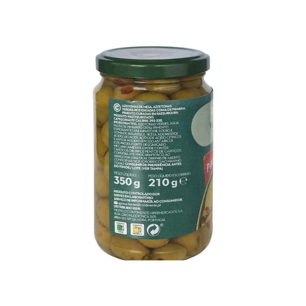 Aceitunas Verdes con Pimiento Continente (350 g / 12.35 oz) - Miniatura 2