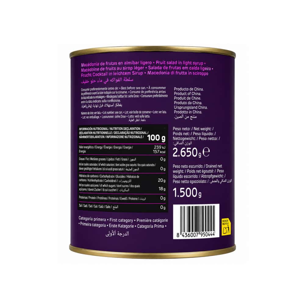 Macedonia de frutas en almíbar ligero Diamir (2.65 kg / 5.85 lb) - Miniatura 3