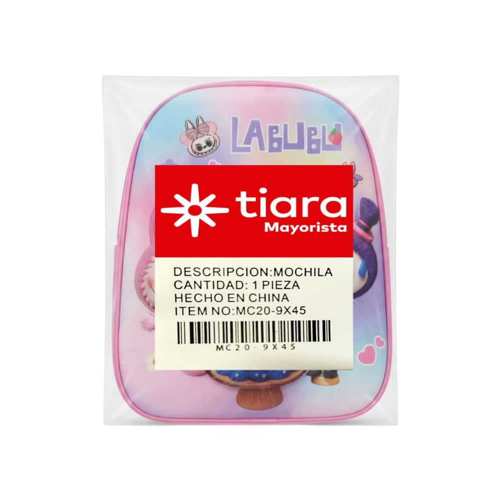 Mochila infantil rosada claro con diseño 3D de Labubu Tiara - Miniatura 3
