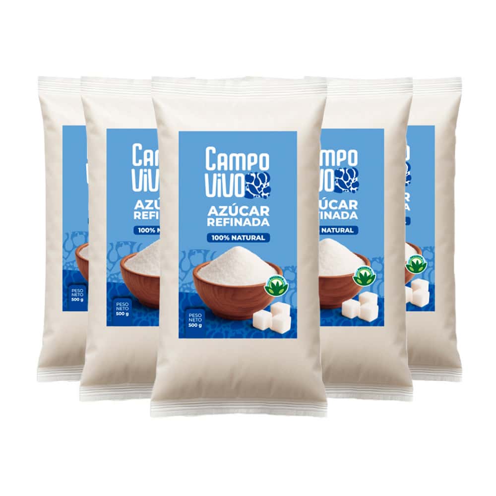 Azúcar blanca refinada Campo Vivo (5 x 500 g / 1.1 lb) - Miniatura 1