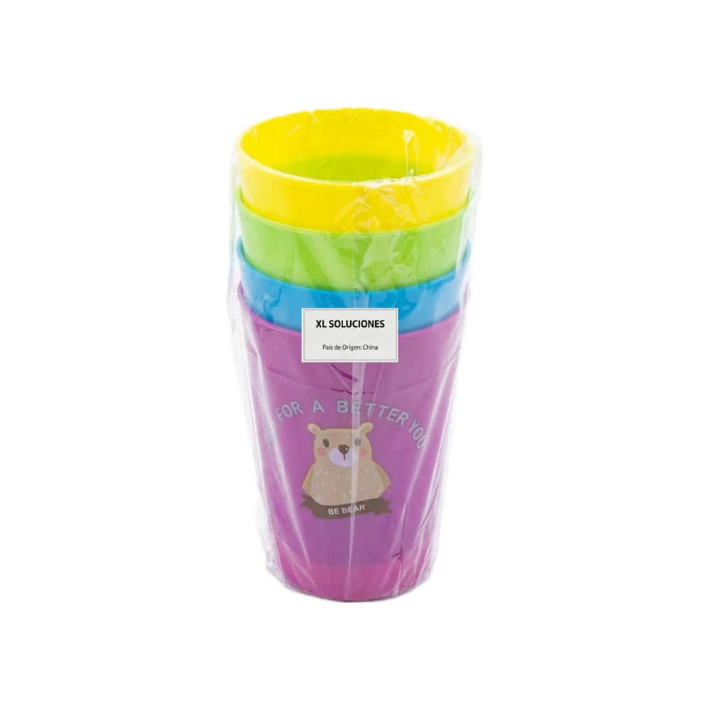 Set de vasos plásticos infantiles con diseños de animales XL Soluciones (4 U) - Miniatura 2