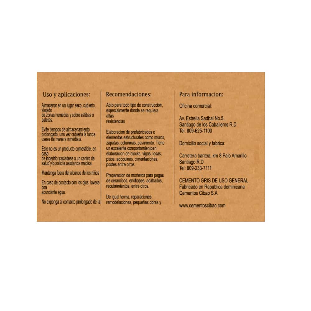Cemento gris Cibao P350 (42.5 kg / 94 lb) - Miniatura 3