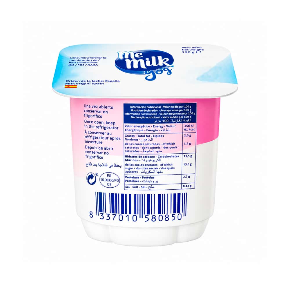 Yogur pasteurizado con sabor a fresa Me Milk (16 x 120 g / 4.23 oz) - Miniatura 2