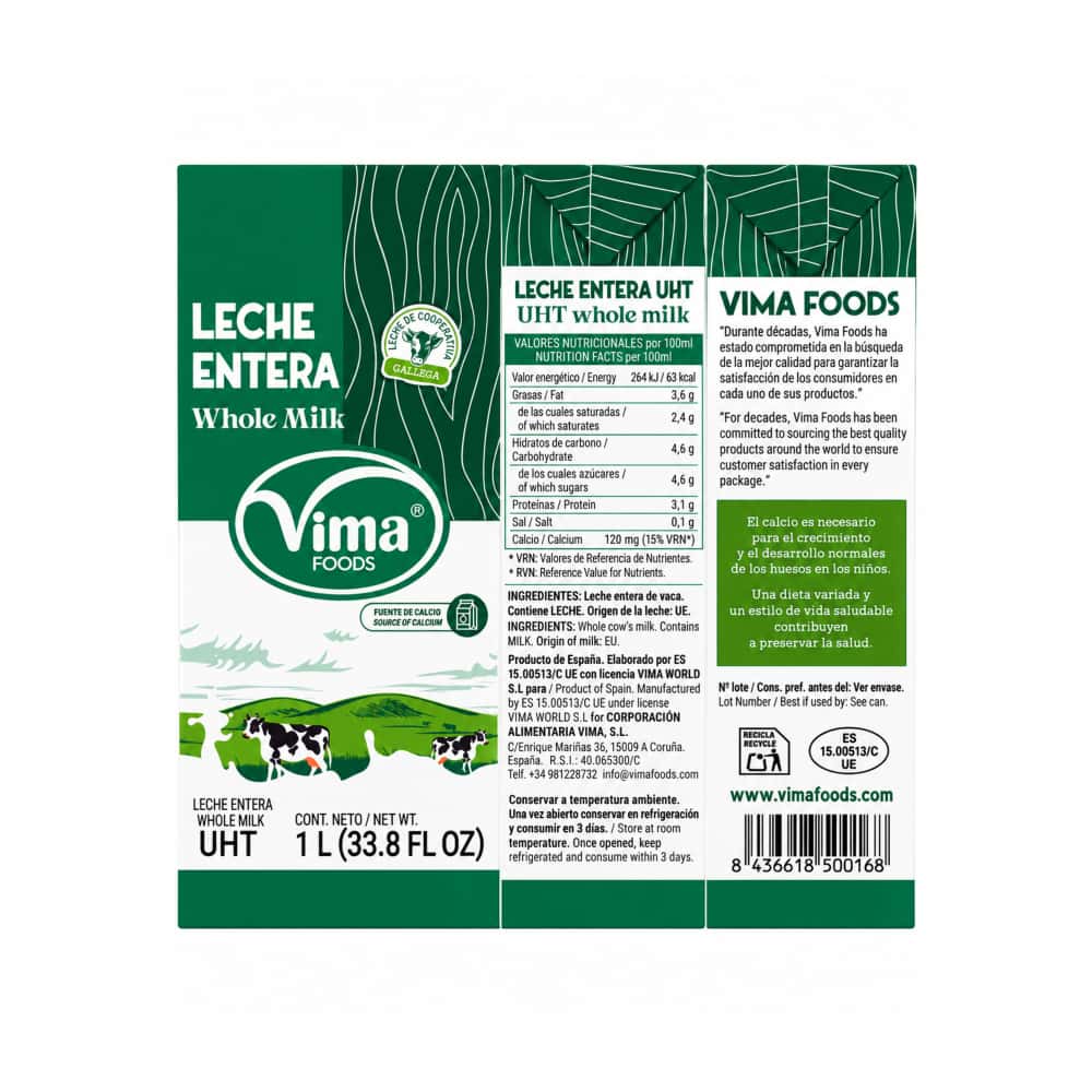 Leche entera UHT Vima Foods (1 L) - Miniatura 4
