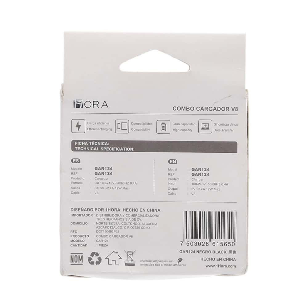 Cargador negro micro 1M 1Hora GAR124 (12 W) - Miniatura 2