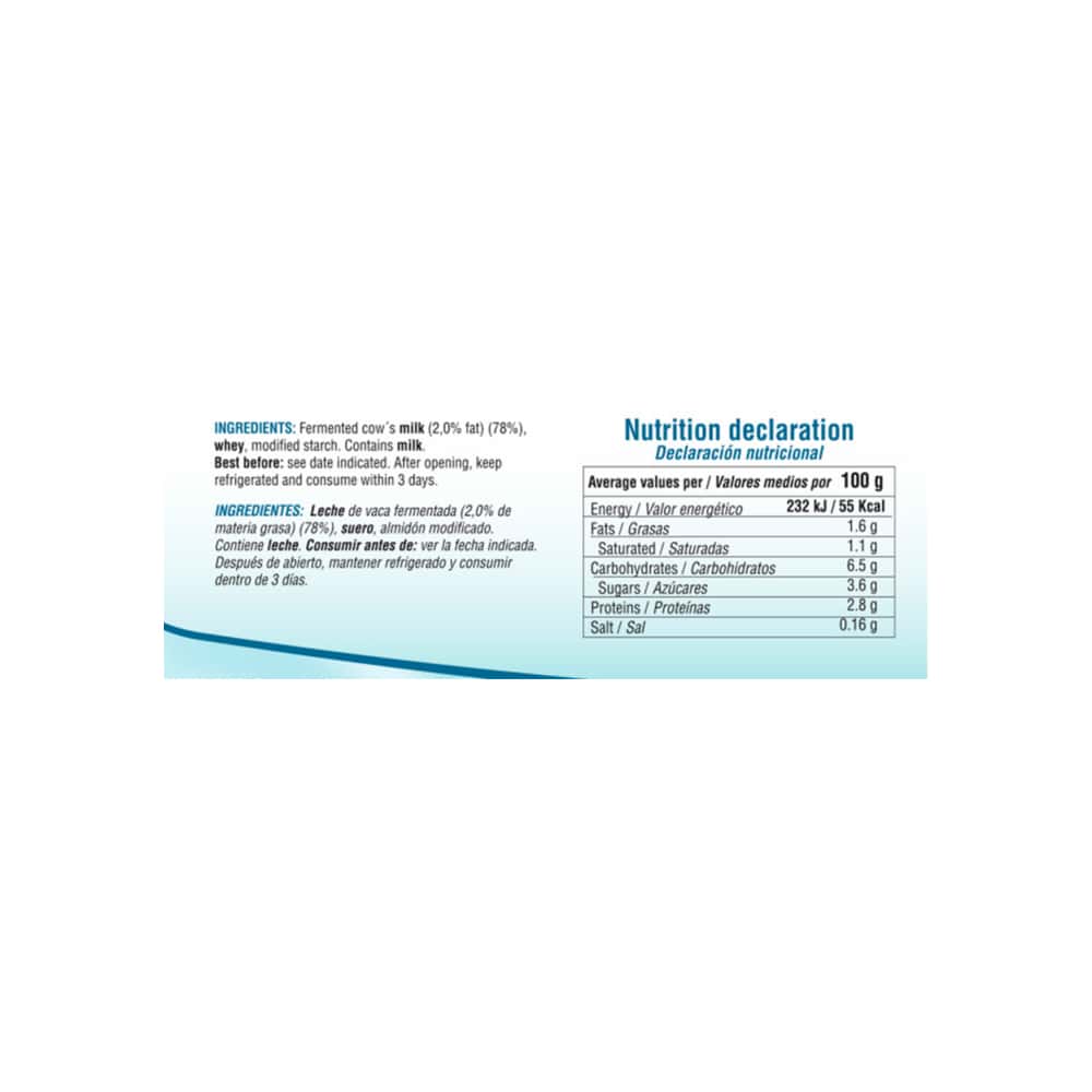Yogurt pasteurizado natural YEYA (4 x 125 g / 4.41 oz) - Miniatura 3