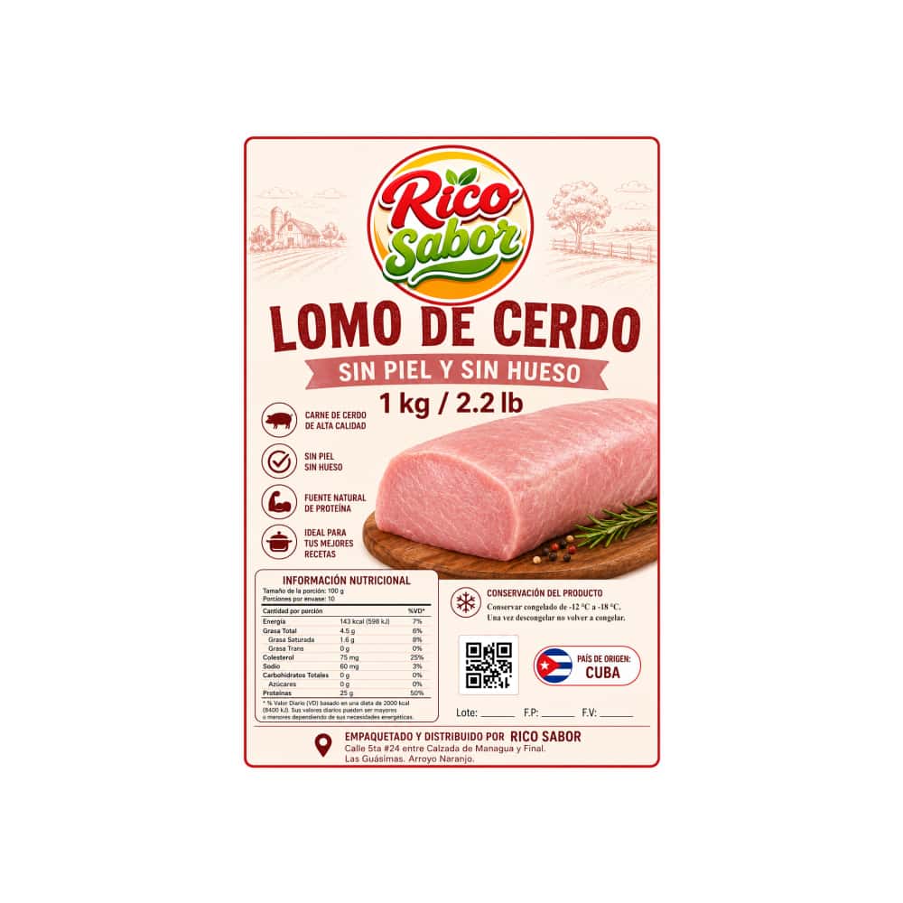 Lomo de cerdo sin piel y sin hueso Rico Sabor (1 kg / 2.2 lb) - Miniatura 2