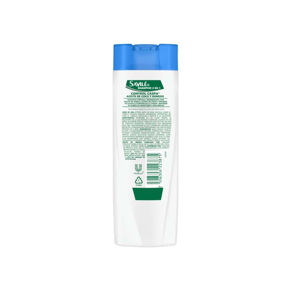 Champú control caspa con pulpa de sábila - aceite de coco y romero Savilé (180 ml) - Miniatura 5